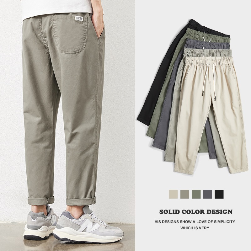 Factory Goods Direct Supply Cropped Pants Men's Summer Thin Casual Pants Men's Loose Straight All-match Cargo Pants Men's Trendy