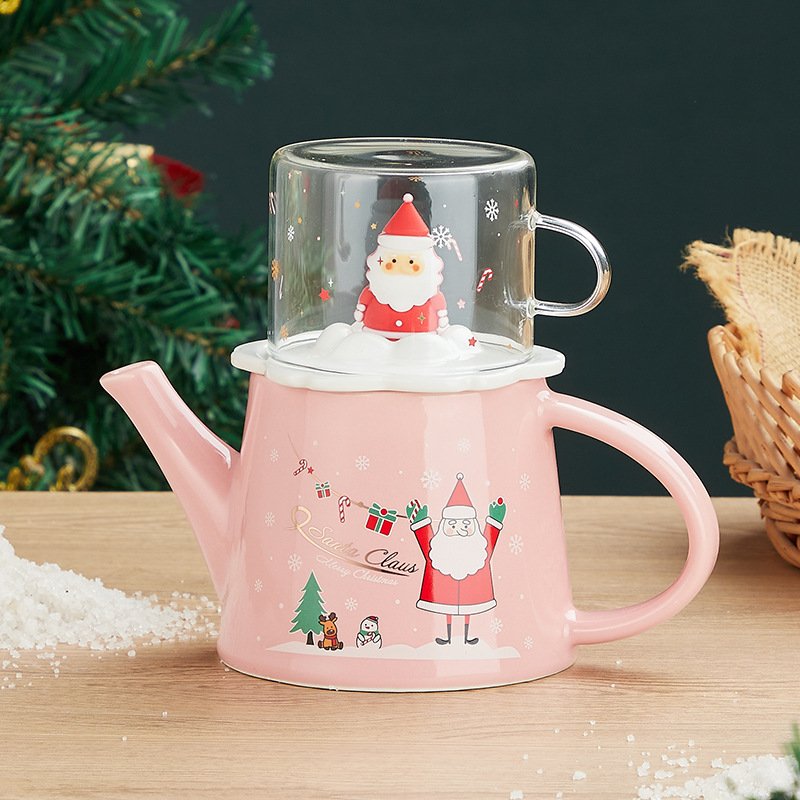 Creativo tridimensional Santa Claus juego de té traje de suministro transfronterizo de cerámica mano regalo imprimible logo mano regalo traje