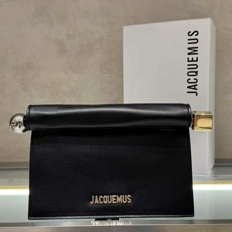 Jacquemus French Light Luxury Niche Rolled-Edge Sculptural Bag Evening Clutch Sheepskin Single-Shoulder Small Square Bag Women's Bag