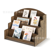 木质明信片收藏架阶梯式置物架邮件杂志整理架贺卡贴纸零食展示架