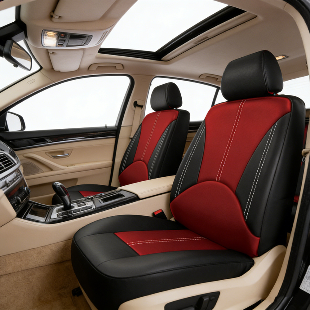 Fabricante ligero de lujo empalme de cuero personalidad tela general asiento cubierta resistente al desgaste suave y cómodo cojín de asiento de automóvil transpirable