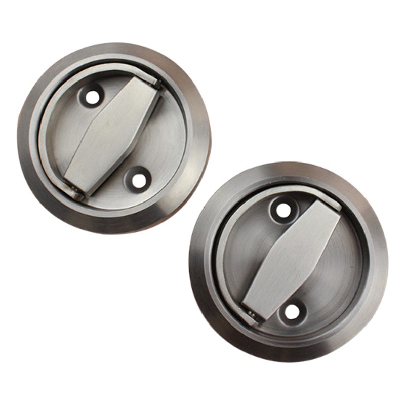 Cerradura de Puerta Invisible de Acero Inoxidable 304, Anillo de Tracción, Cerradura Redonda Empotrada, Manija Oculta en la Pared, Cerradura de Puerta Oculta para Pasillo