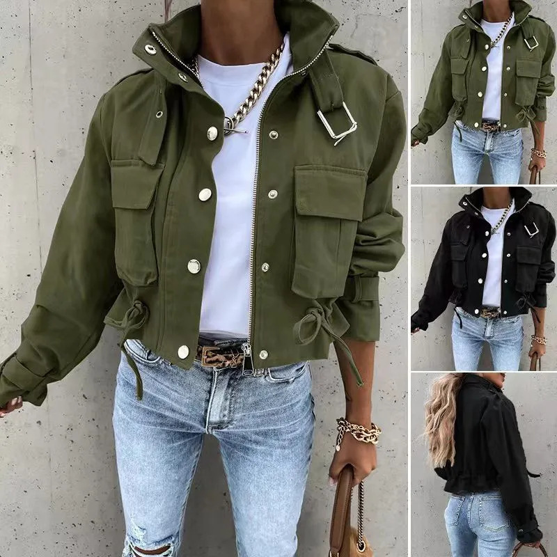 Cross-Border European and American Foreign Trade Russia 2026 Amazon Women's New Motorcycle Jacket Short Top