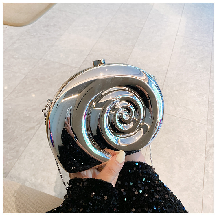 Nueva bolsa de cena de mujer creativa caracol concha de acrílico bolsa de mano personalidad brillante bolsa de noche