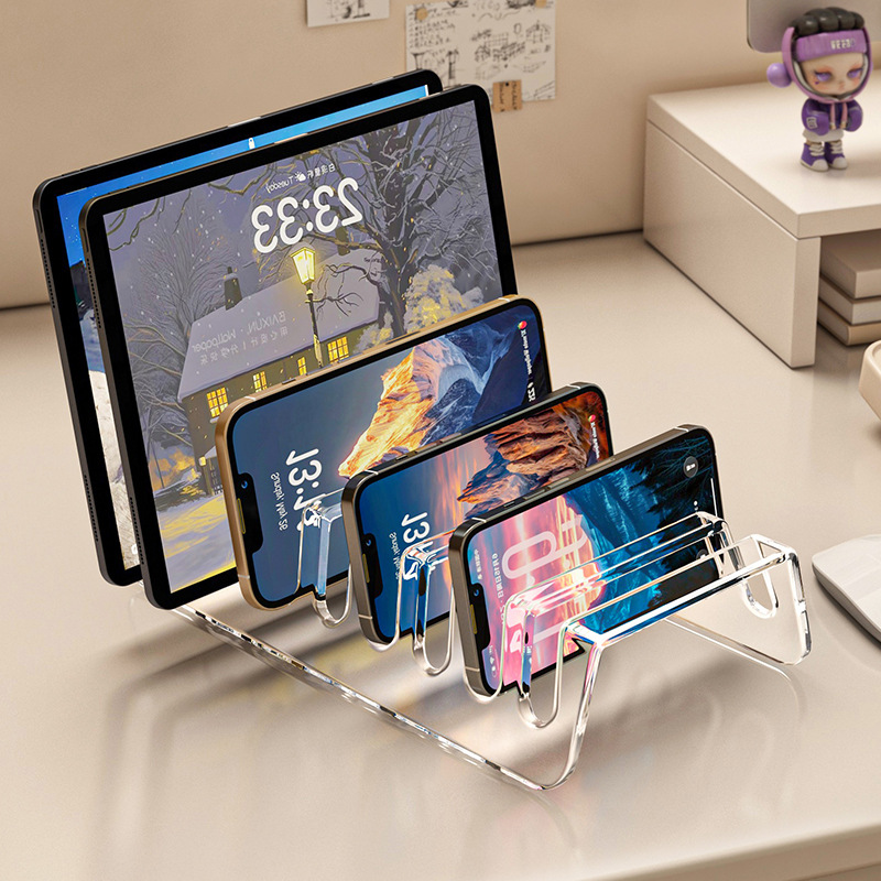 Mobile Phone Storage Box, Multiple Tablet and iPad Storage Racks, Transparent Compartment Storage Box, Desktop Phone Charging Storage Rack