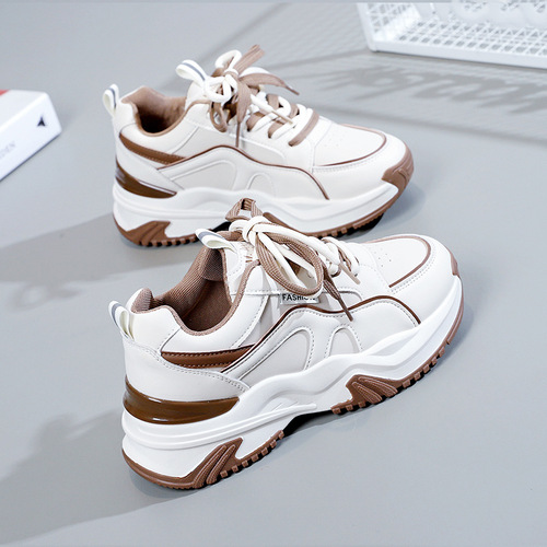 Korean version of new dad shoes for women  spring student all-match sports shoes women's casual thick sole heightening shoes A28