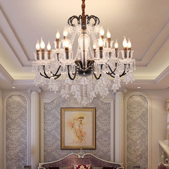Living Room Chandelier Restaurant Lamp American Retro Crystal Chandelier Villa Restaurant Grand Black Chandelier Hotel Café Lamp
