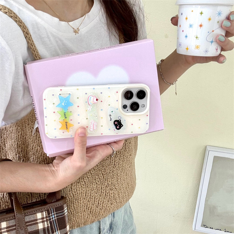 Punto de onda de color estilo ins tridimensional West Highland para iPhone14 funda para teléfono móvil 15ProMax Apple 13/12 hembra