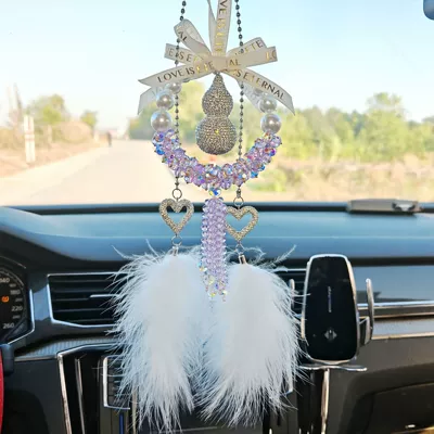 New High-End Car-Mounted Luxury Car hanging - purple-strawberry-diamond-studded-gourd-heart-shaped-diamond-studded-feather
