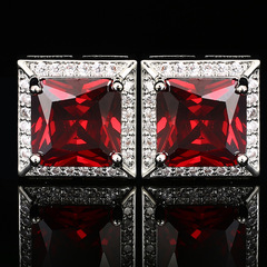 Cross-border square crystal cufflinks Swarow zircon light luxury women's shirt cuff sapphire sleeve studs