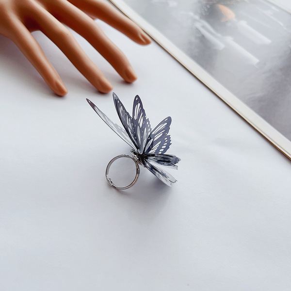 Black three dimensional small design fashionable ring