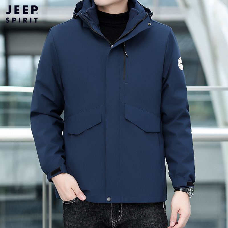JEEPSPIRIT two-piece jacket winter outdoor multi-pocket removable heating coating liner warm jacket