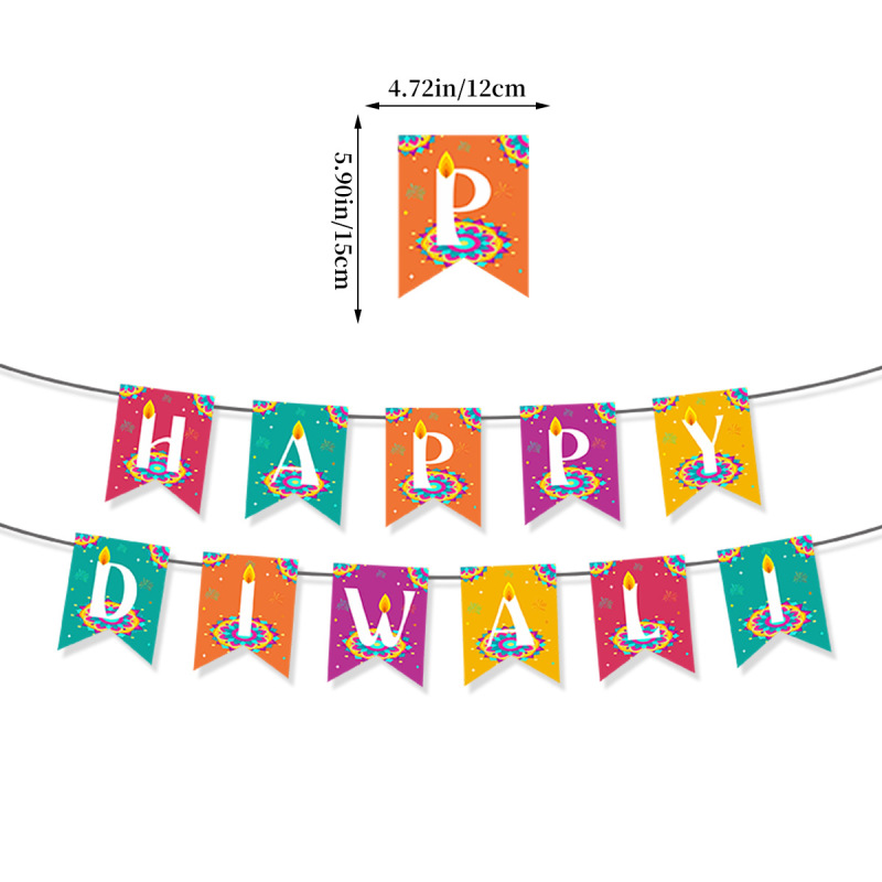HAPPY DIWALIアルファベットプルフラワーインド排灯節パーティーパーティー配置横断幕スパイラルペンダント|undefined