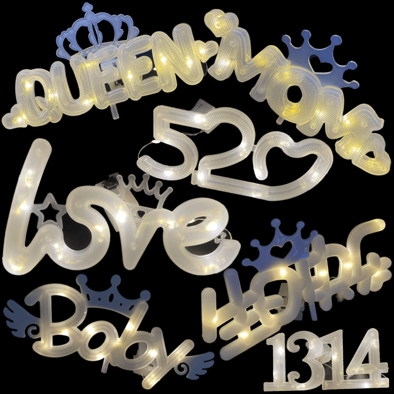 Love Confession Lamp Birthday 520 Decorative Letter Lamp Bouquet Cake Lamp 1314 Queen Solar Firefly Lamp