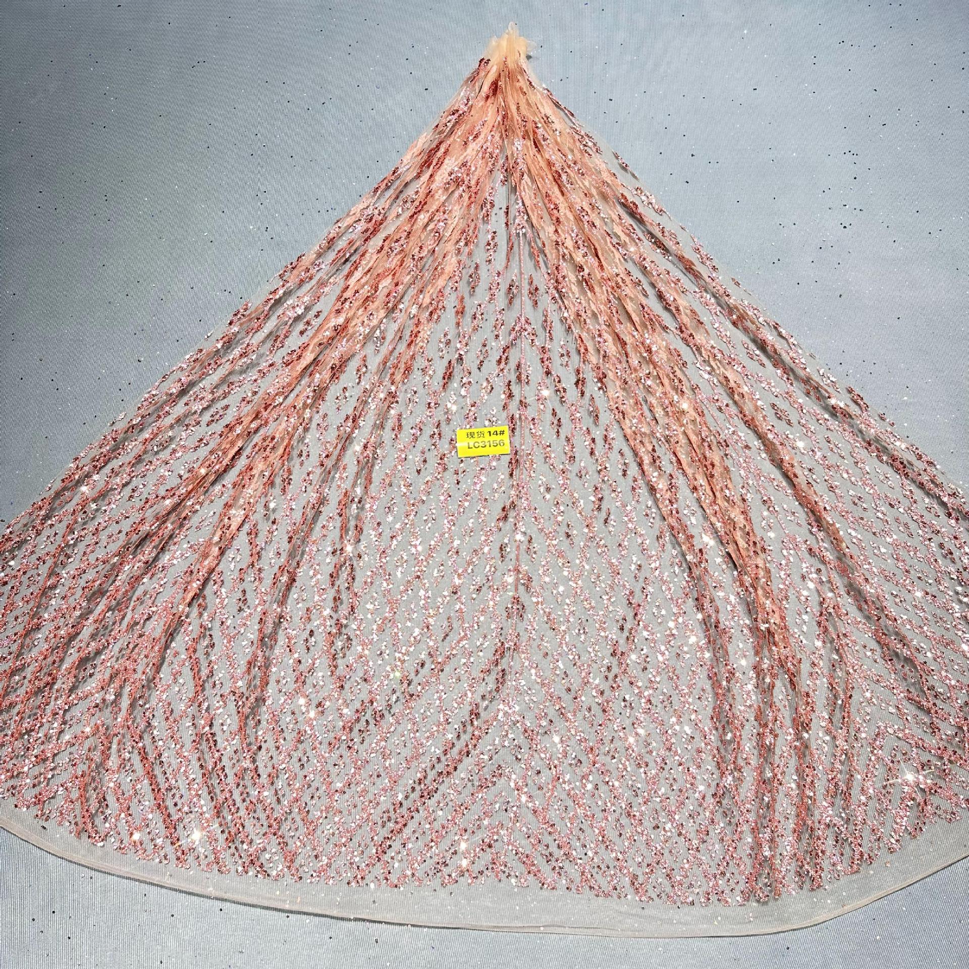 现货洒金花型款花型14#LC3156婚纱礼服面料 网纱 喷金花型面料