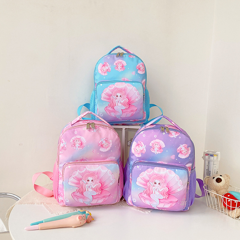 2023新款幼兒園書包可愛卡通美人魚雙肩包女童小班3-6歲背包跨境