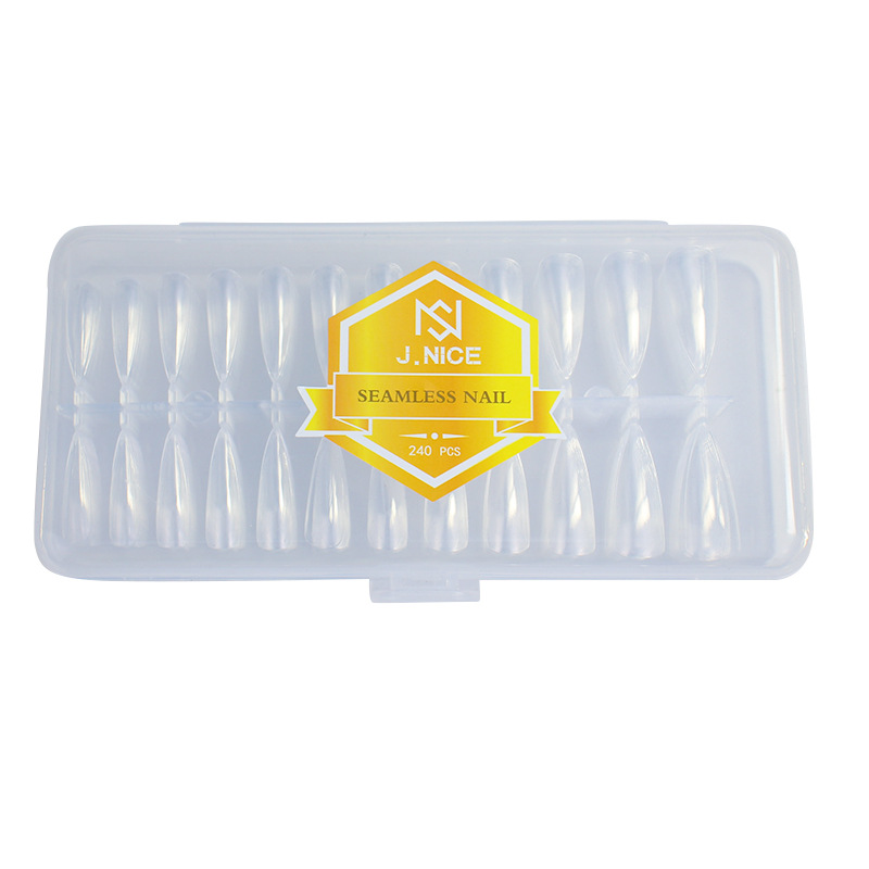 Arco plano europeo y americano sin costura talla libre molienda en caja transparente esmerilado desmontable extensión completa y media de doble uso esmalte de uñas