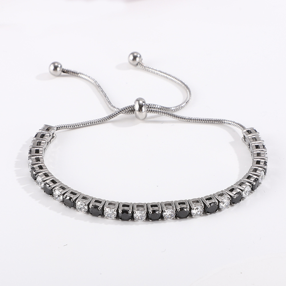 11g Weight Zircon Inlay Material Bracelets Classification Titanium Steel Chain Material 1 Piece Quantity Daily Occasion Titanium Steel Material Geometric Pattern Unisex Gender Inlay Design Shiny Style Shiny Geometric Titanium Steel Zircon Bracelets In Bulk 4