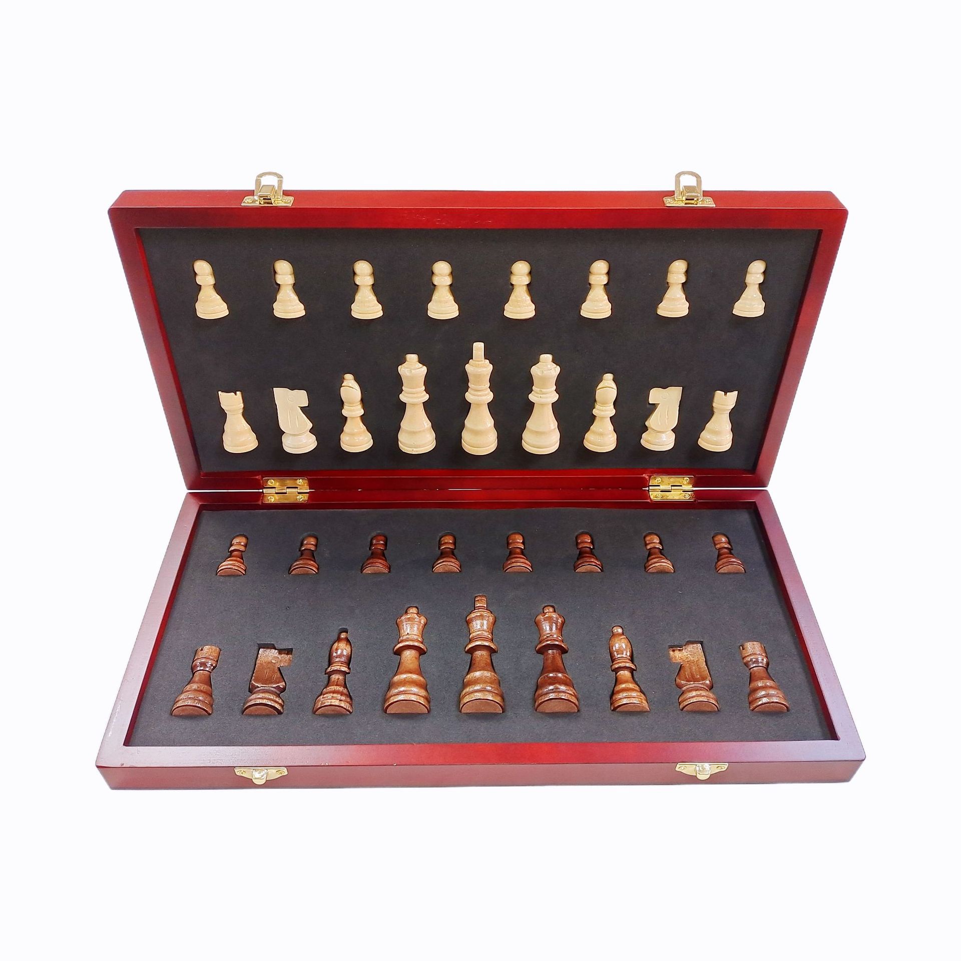 Fábrica directa de madera ajedrez plegable tablero de ajedrez con piezas magnéticas de ajedrez backgammon