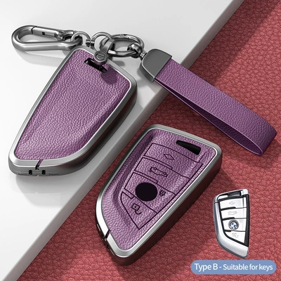 Series X2 X3 X4 X5 X6 – Car key bag - model-b-blade-smart-4-button-unstandard-xiaguang-purple-hardware-bracelet-single-shell