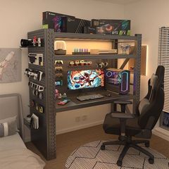 コンピュータデスク、家庭用昇降式厚みのある収納棚、eスポーツテーブル、ホールボード、多層収納ラック、作業台デスク