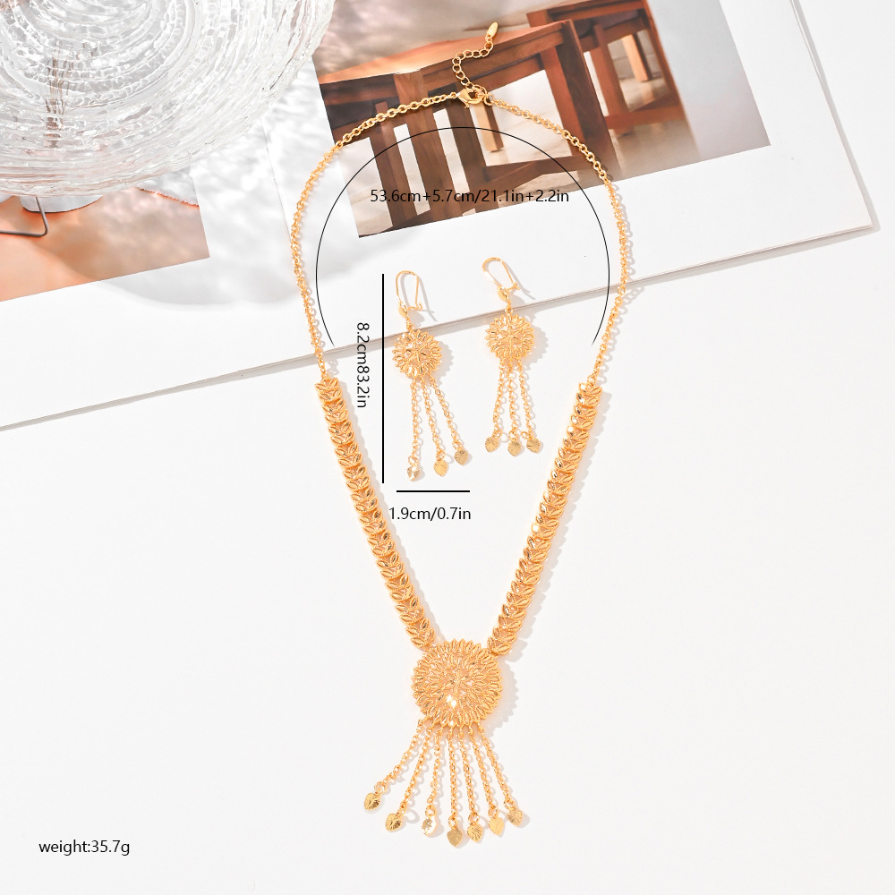 Selección transfronteriza juegos de joyería de moda de bronce dorado pendientes de orejas collares de joyería árabe de Oriente Medio para mujeres image 5