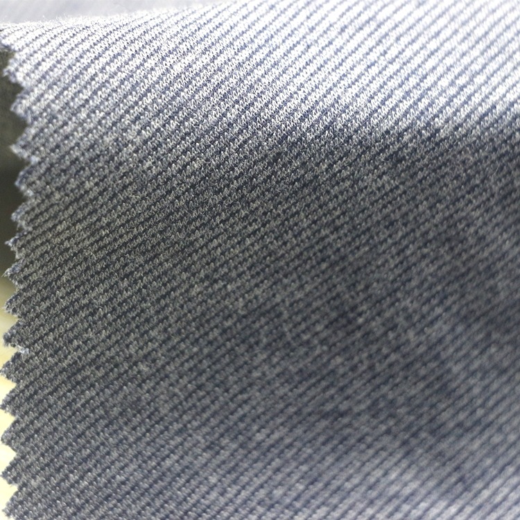 人棉弹力斜纹布料面料针织纬编粘胶涤氨纶麻灰人棉双面布斜纹布料