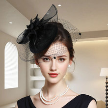 法式双层叠戴新娘发饰时尚婚礼派对羽毛头饰复古女礼服配饰手工制