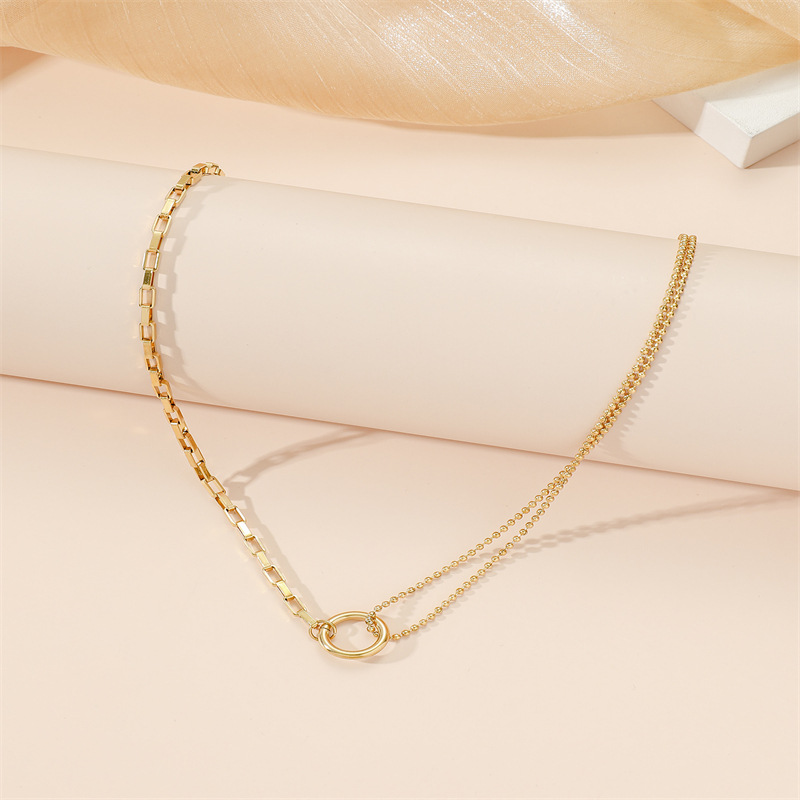 Basic Lady Geometric Titanium Steel Plating Necklace_colorza_2