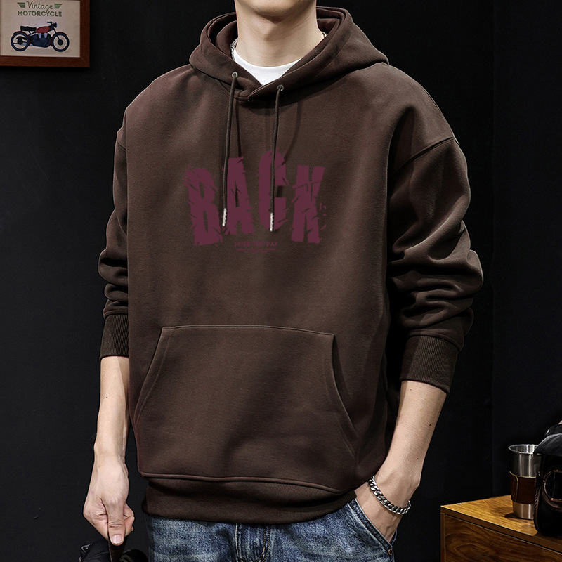 Peso pesado chaqueta encapuchada hombre encapuchado otoño y invierno letra impresa chaqueta casual chaqueta de moda adolescente hombre grueso