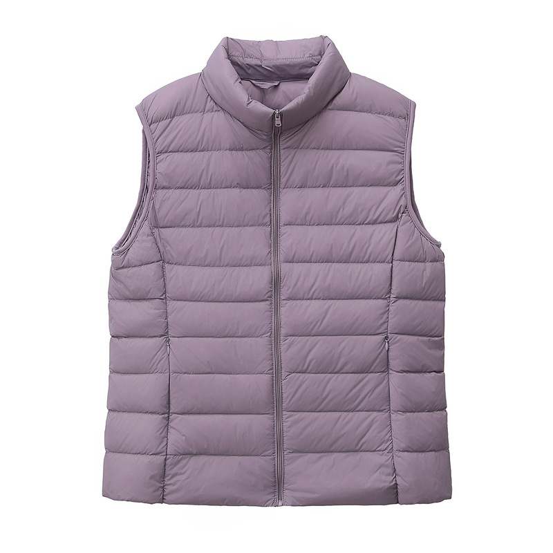 2024 New Lightweight down Jacket Women's Short Korean Style Stand-Up Collar Vest Vest Large Size Vest Jacket Trendy