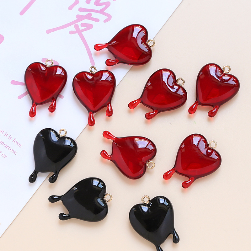 1 Piece Simple Style Heart Shape Arylic Enamel Valentine's Day Jewelry Accessories display picture 3