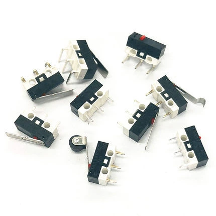 Микровыключатель для маленьких мышей, трехногий тактильный микровыключатель, левый и правый изогнутый роликовый микровыключатель с ручкой 8,5