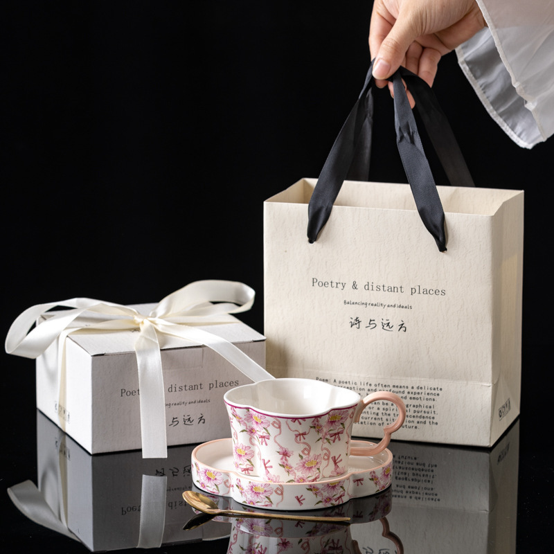 オレンジ限定 レトロ春雲ピンクドリーム 梅の花型コーヒーカップ＆ソーサー ラテカップ アフタヌーンティーカップ お土産ギフト|undefined