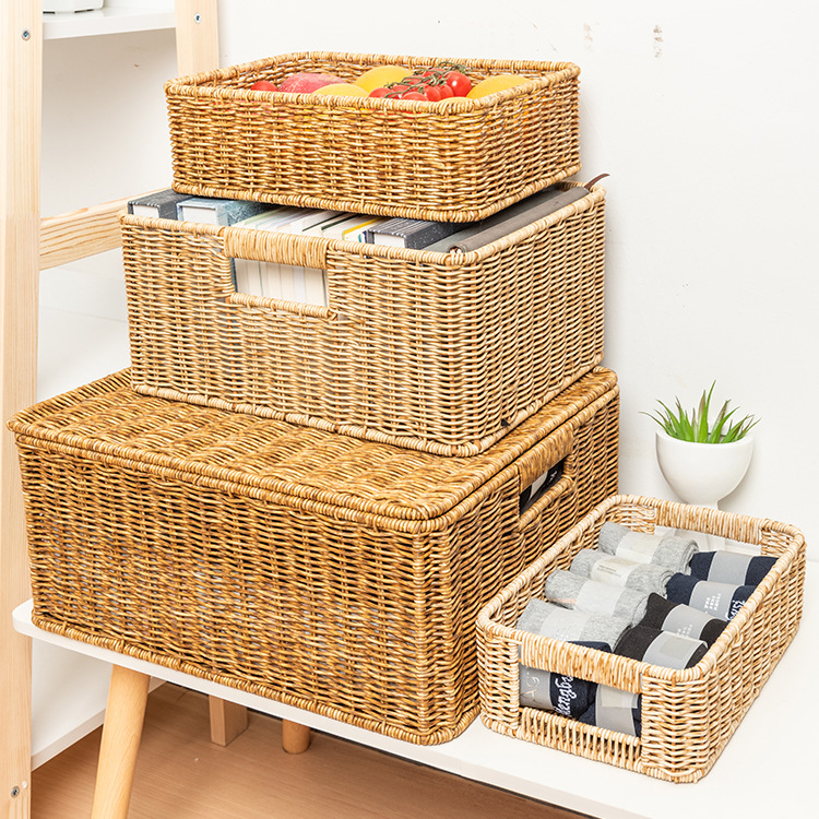 High-End Hotel and B&B Towels, Clothing, Intimates and Sundries Storage Basket, Hand-Woven Rattan Wardrobe Storage Basket
