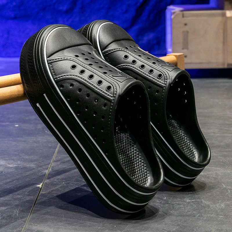 202 Летние 5 новый стиль модной верхней Croc обуви Женские ощущение жира толстая подошва подъём сланцы Баотоу полуперевод cross-border