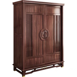 Light Luxury Mahogany, Ebony, Oak, Rubber Wood, Solid Wood Large Wardrobe, Complete Range of Styles, Sliding Door, Flat Door Wardrobe