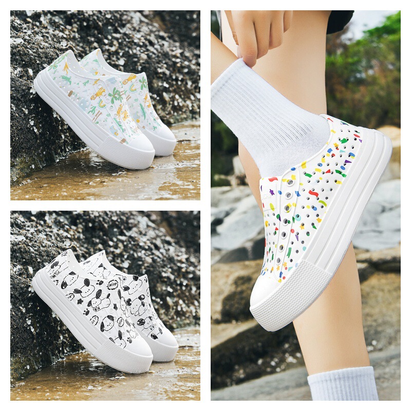 Luchi Summer Women's Thick-Soled Clogs Casual Height-Increasing Waterproof Hollow Round-Toe Breathable Soft-Soled Outdoor Shoes