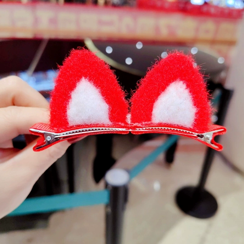Красивый заколка для волос с ушками кота, DIY заяц/кот уши краб заколка, пушистая, ассорти цветов