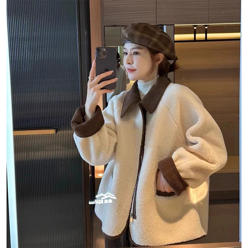 Элегантное утолщенное высококачественное пальто для женщин осень и зима 2023 новая популярная замшевая шуба из меха ягненка