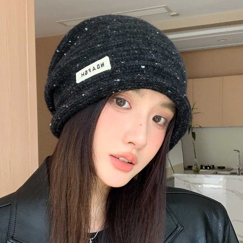 韩版秋冬新款帽子女卷边包头帽大头围显脸小堆堆帽保暖百搭针织帽|undefined