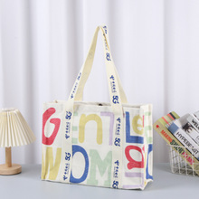 新款字母涂鸦帆布包休闲上班通勤立体托特包定制手提棉布袋印LOGO