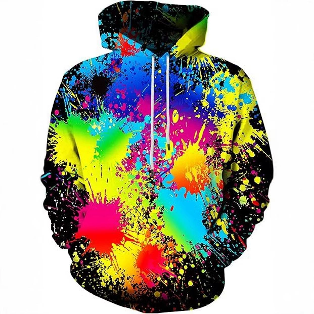 2024 осенний новый внешнеторговый чулок граффити досуг с длинными рукавами 3D цифровой принт европейский и американский свитера с капюшоном