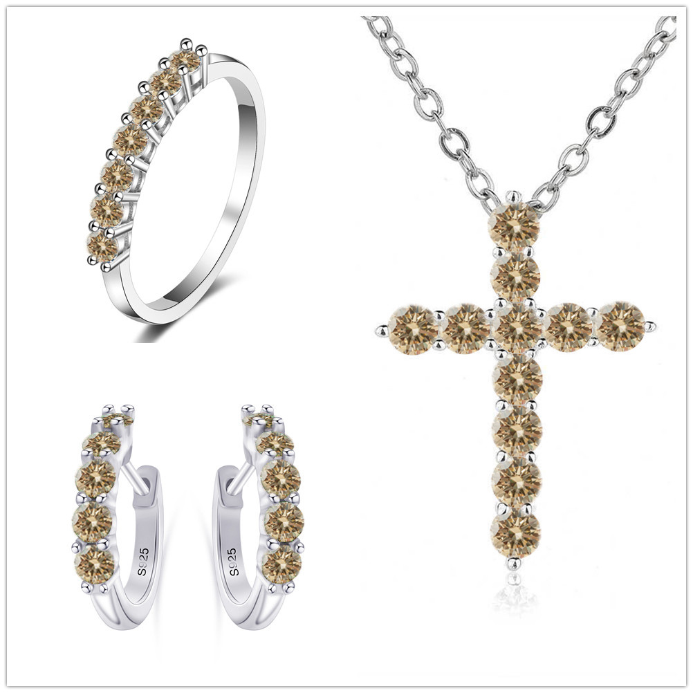 2.8CT Color Moissanite Set Sterling Silver S925 Set con Certificado GRA Over-Tested Pen Pen Ring Set