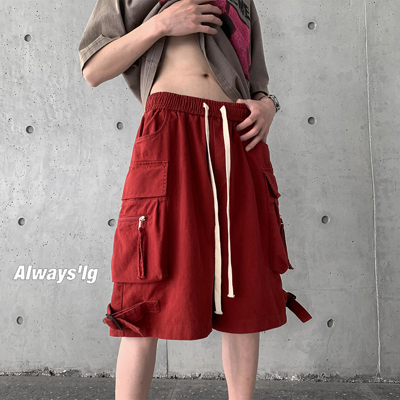 Lu Shangshuai Overalls Men's Summer American Style High Street Pants Loose Sports Pants Trendy Brand Multi-Pocket Large Pants Lu Shangshuai Overalls Men's Summer American Style High Street Pants Loose Sports Pants Trendy Brand Multi-Pocket Large Pants
