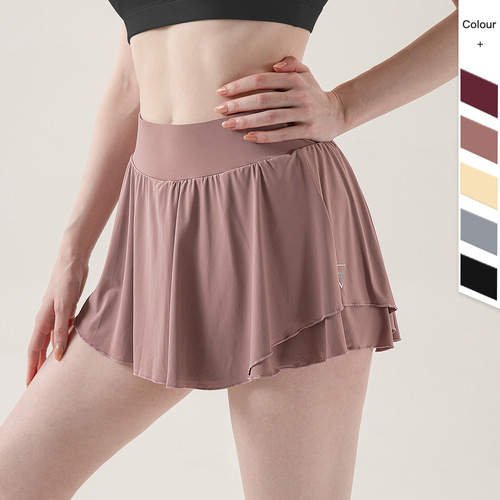 Summer New Anti-Slip Badminton Fitness Tennis Skirt for Women Three-Quarter Length Sports Yoga Short Skirt with Large Pockets