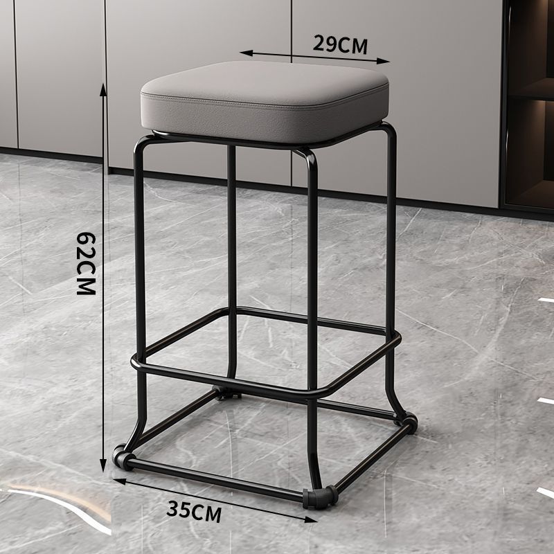 Taburete redondo de envoltura suave, silla de comedor de hierro forjado, taburete cuadrado sólido moderno, taburete de acero apilable para el hogar image 28