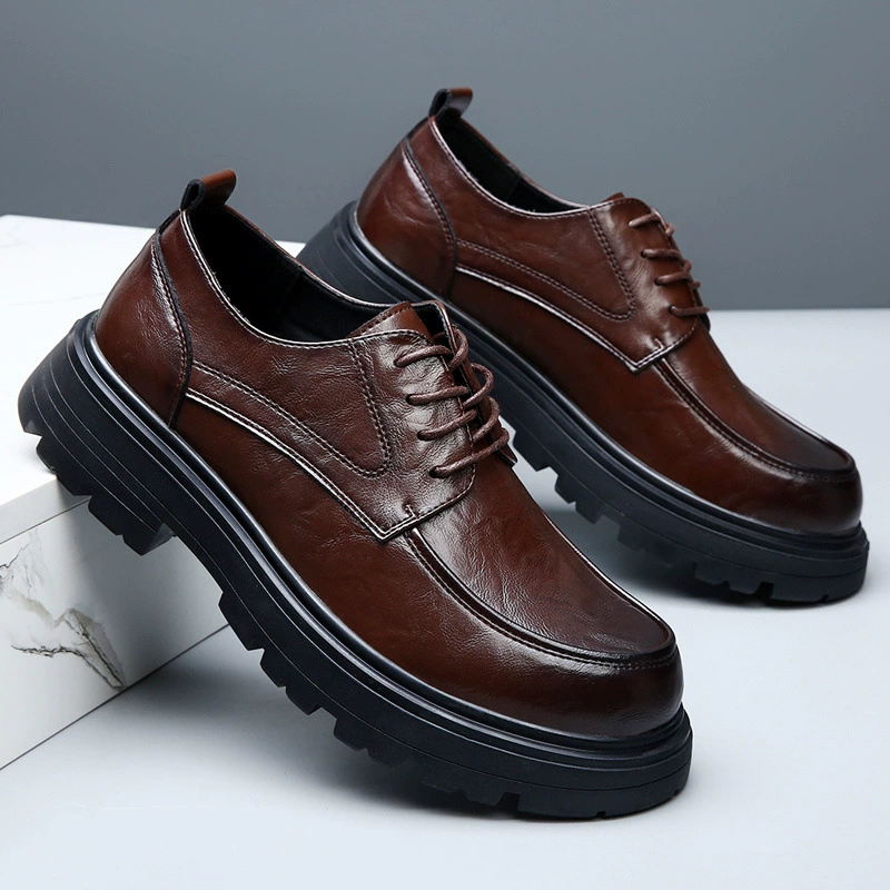 Shoes for leather shoes, breathable high classic suit jacket for leisure English style platform, high-quality style, British style