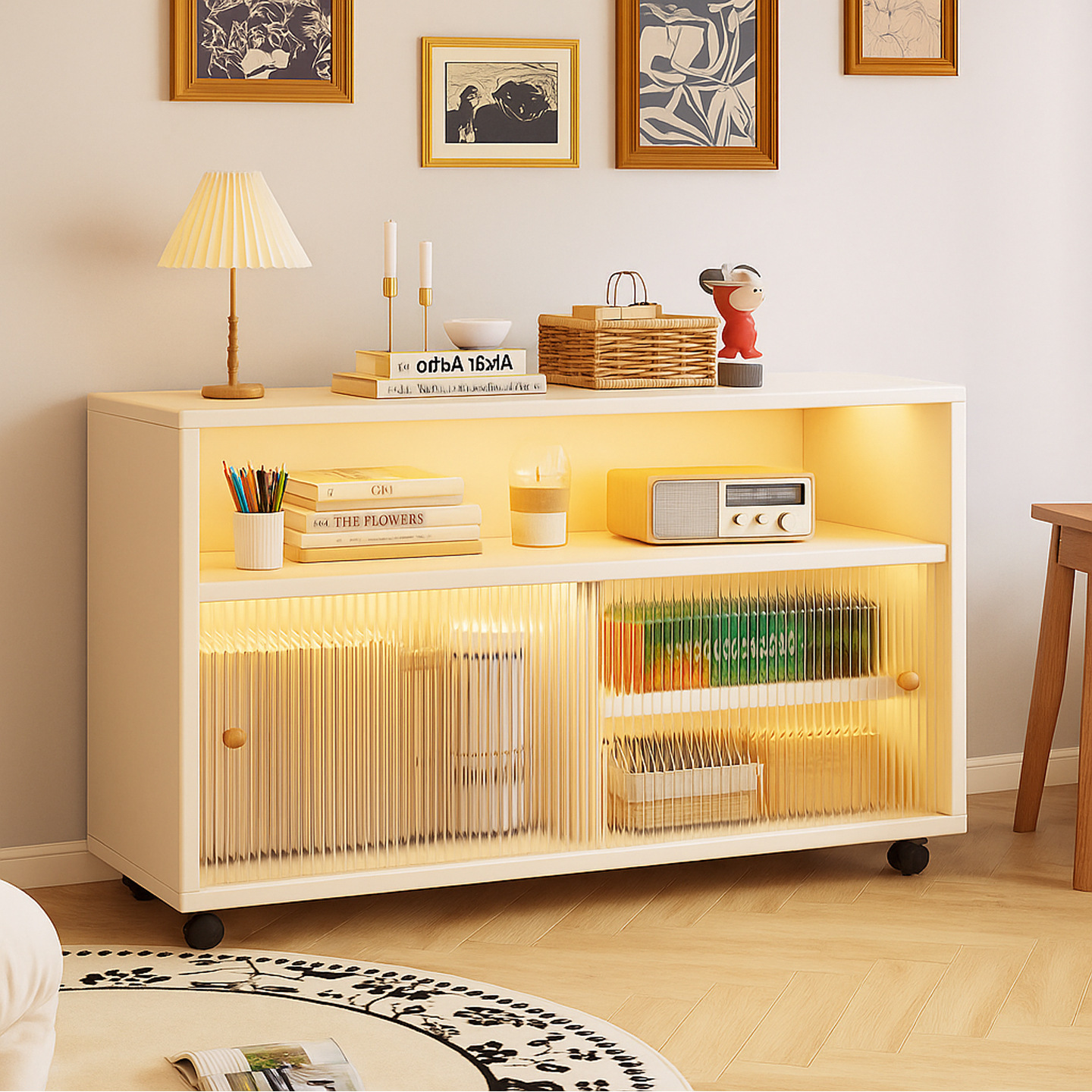 Sideboard Multi-Layer Living Room Bedroom Storage Cabinet Floor-Standing Household Tea Cabinet Wall-Mounted Balcony Removable Storage Cabinet