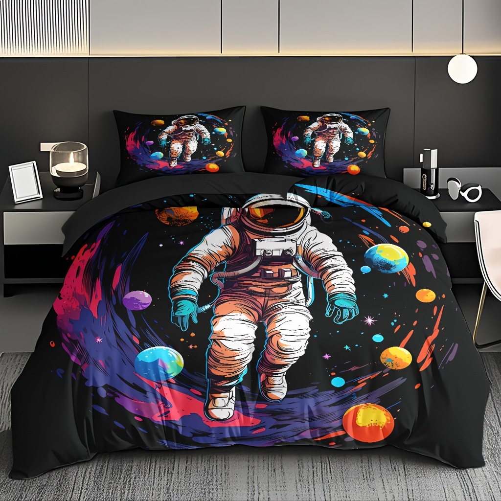 Transfronterizo textil doméstico astronauta suave impresión digital abrasión quilt kit fuente soporte de fábrica TEMU / JIT